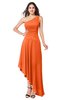 ColsBM Angela Tangerine Simple A-line One Shoulder Half Backless Ruching Plus Size Bridesmaid Dresses