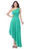 ColsBM Angela Viridian Green Simple A-line One Shoulder Half Backless Ruching Plus Size Bridesmaid Dresses