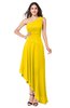 ColsBM Angela Yellow Simple A-line One Shoulder Half Backless Ruching Plus Size Bridesmaid Dresses