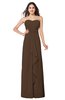 ColsBM Angelina Chocolate Brown Cute A-line Sleeveless Zip up Chiffon Sash Plus Size Bridesmaid Dresses