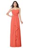 ColsBM Angelina Living Coral Cute A-line Sleeveless Zip up Chiffon Sash Plus Size Bridesmaid Dresses