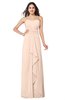 ColsBM Angelina Peach Puree Cute A-line Sleeveless Zip up Chiffon Sash Plus Size Bridesmaid Dresses