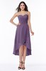 ColsBM Briella Chinese Violet Simple A-line One Shoulder Zip up Knee Length Ruffles Plus Size Bridesmaid Dresses