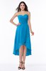 ColsBM Briella Cornflower Blue Simple A-line One Shoulder Zip up Knee Length Ruffles Plus Size Bridesmaid Dresses