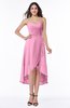 ColsBM Briella Pink Simple A-line One Shoulder Zip up Knee Length Ruffles Plus Size Bridesmaid Dresses