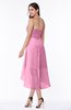 ColsBM Briella Pink Simple A-line One Shoulder Zip up Knee Length Ruffles Plus Size Bridesmaid Dresses