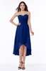 ColsBM Briella Sodalite Blue Simple A-line One Shoulder Zip up Knee Length Ruffles Plus Size Bridesmaid Dresses