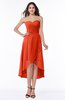 ColsBM Briella Tangerine Tango Simple A-line One Shoulder Zip up Knee Length Ruffles Plus Size Bridesmaid Dresses