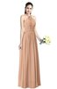 ColsBM Willa Almost Apricot Simple Halter Criss-cross Straps Chiffon Floor Length Plus Size Bridesmaid Dresses