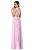 ColsBM Willa Baby Pink Simple Halter Criss-cross Straps Chiffon Floor Length Plus Size Bridesmaid Dresses