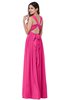 ColsBM Willa Fandango Pink Simple Halter Criss-cross Straps Chiffon Floor Length Plus Size Bridesmaid Dresses