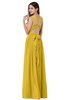 ColsBM Willa Lemon Curry Simple Halter Criss-cross Straps Chiffon Floor Length Plus Size Bridesmaid Dresses