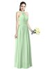 ColsBM Willa Light Green Simple Halter Criss-cross Straps Chiffon Floor Length Plus Size Bridesmaid Dresses