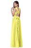 ColsBM Willa Pale Yellow Simple Halter Criss-cross Straps Chiffon Floor Length Plus Size Bridesmaid Dresses