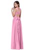 ColsBM Willa Pink Simple Halter Criss-cross Straps Chiffon Floor Length Plus Size Bridesmaid Dresses