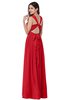 ColsBM Willa Red Simple Halter Criss-cross Straps Chiffon Floor Length Plus Size Bridesmaid Dresses