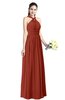 ColsBM Willa Rust Simple Halter Criss-cross Straps Chiffon Floor Length Plus Size Bridesmaid Dresses