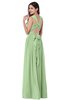 ColsBM Willa Sage Green Simple Halter Criss-cross Straps Chiffon Floor Length Plus Size Bridesmaid Dresses