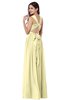 ColsBM Willa Soft Yellow Simple Halter Criss-cross Straps Chiffon Floor Length Plus Size Bridesmaid Dresses
