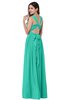 ColsBM Willa Viridian Green Simple Halter Criss-cross Straps Chiffon Floor Length Plus Size Bridesmaid Dresses