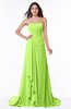 ColsBM Teresa Bright Green Traditional A-line Strapless Lace up Chiffon Brush Train Plus Size Bridesmaid Dresses
