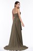 ColsBM Teresa Carafe Brown Traditional A-line Strapless Lace up Chiffon Brush Train Plus Size Bridesmaid Dresses
