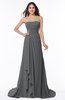 ColsBM Teresa Grey Traditional A-line Strapless Lace up Chiffon Brush Train Plus Size Bridesmaid Dresses