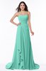 ColsBM Teresa Mint Green Traditional A-line Strapless Lace up Chiffon Brush Train Plus Size Bridesmaid Dresses