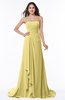 ColsBM Teresa Misted Yellow Traditional A-line Strapless Lace up Chiffon Brush Train Plus Size Bridesmaid Dresses