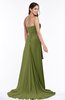 ColsBM Teresa Olive Green Traditional A-line Strapless Lace up Chiffon Brush Train Plus Size Bridesmaid Dresses