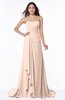 ColsBM Teresa Peach Puree Traditional A-line Strapless Lace up Chiffon Brush Train Plus Size Bridesmaid Dresses