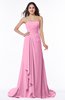 ColsBM Teresa Pink Traditional A-line Strapless Lace up Chiffon Brush Train Plus Size Bridesmaid Dresses