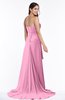 ColsBM Teresa Pink Traditional A-line Strapless Lace up Chiffon Brush Train Plus Size Bridesmaid Dresses