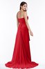 ColsBM Teresa Red Traditional A-line Strapless Lace up Chiffon Brush Train Plus Size Bridesmaid Dresses