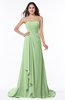 ColsBM Teresa Sage Green Traditional A-line Strapless Lace up Chiffon Brush Train Plus Size Bridesmaid Dresses