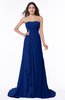 ColsBM Teresa Sodalite Blue Traditional A-line Strapless Lace up Chiffon Brush Train Plus Size Bridesmaid Dresses