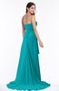 ColsBM Teresa Teal Traditional A-line Strapless Lace up Chiffon Brush Train Plus Size Bridesmaid Dresses