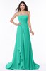 ColsBM Teresa Viridian Green Traditional A-line Strapless Lace up Chiffon Brush Train Plus Size Bridesmaid Dresses