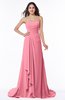 ColsBM Teresa Watermelon Traditional A-line Strapless Lace up Chiffon Brush Train Plus Size Bridesmaid Dresses