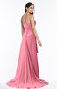 ColsBM Teresa Watermelon Traditional A-line Strapless Lace up Chiffon Brush Train Plus Size Bridesmaid Dresses