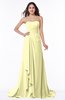 ColsBM Teresa Wax Yellow Traditional A-line Strapless Lace up Chiffon Brush Train Plus Size Bridesmaid Dresses