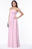 ColsBM Summer Baby Pink Simple Strapless Sleeveless Zipper Floor Length Ruching Plus Size Bridesmaid Dresses