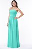 ColsBM Summer Blue Turquoise Simple Strapless Sleeveless Zipper Floor Length Ruching Plus Size Bridesmaid Dresses