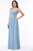 ColsBM Summer Sky Blue Simple Strapless Sleeveless Zipper Floor Length Ruching Plus Size Bridesmaid Dresses