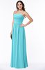 ColsBM Summer Turquoise Simple Strapless Sleeveless Zipper Floor Length Ruching Plus Size Bridesmaid Dresses