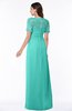 ColsBM Amanda Blue Turquoise Traditional Short Sleeve Zip up Chiffon Floor Length Flower Bridesmaid Dresses