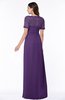 ColsBM Amanda Dark Purple Traditional Short Sleeve Zip up Chiffon Floor Length Flower Bridesmaid Dresses