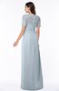 ColsBM Amanda Illusion Blue Traditional Short Sleeve Zip up Chiffon Floor Length Flower Bridesmaid Dresses