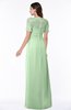ColsBM Amanda Light Green Traditional Short Sleeve Zip up Chiffon Floor Length Flower Bridesmaid Dresses