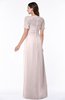 ColsBM Amanda Light Pink Traditional Short Sleeve Zip up Chiffon Floor Length Flower Bridesmaid Dresses